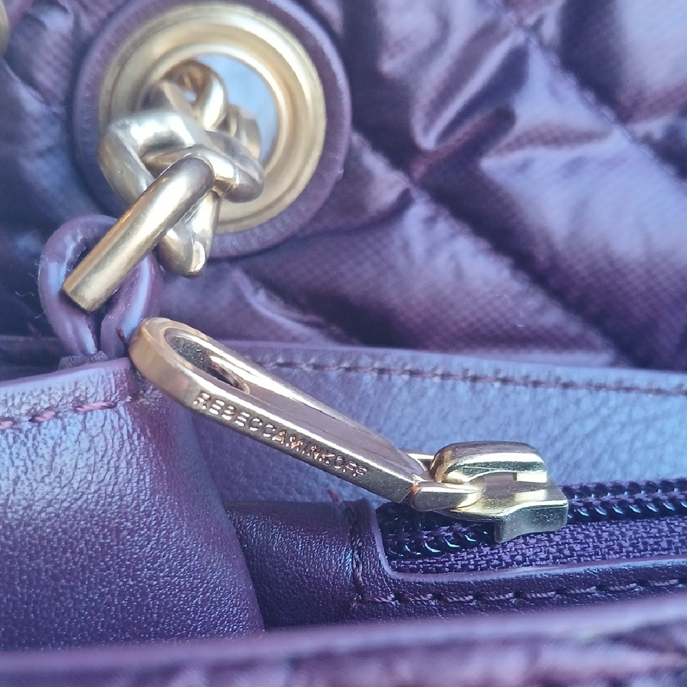 Rebecca Minkoff NWOT Edie Flap Puffer Luxury Purple and Gold Shoulder Bag - Picture 10 of 14